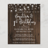 Papier BUDGET Bois Chaîne Lumières Baptême 1er anniversai (Devant)