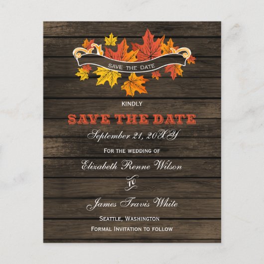 Papier Budget Bois de grange Mariage de automne rustique (Devant)