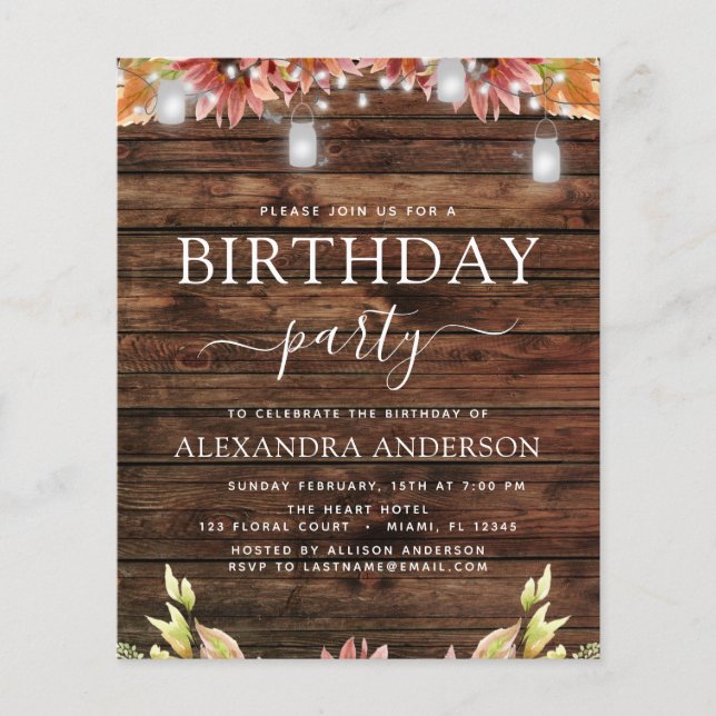 Papier Budget Bois rustique Automne Fleurs de soleil Anni (Devant)