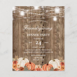 Papier Budget Bois Rustique Floral Friendsgiving Dîner