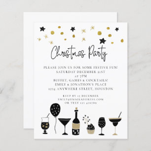 Papier Budget Boissons Gold Noir Invitation de la fête de