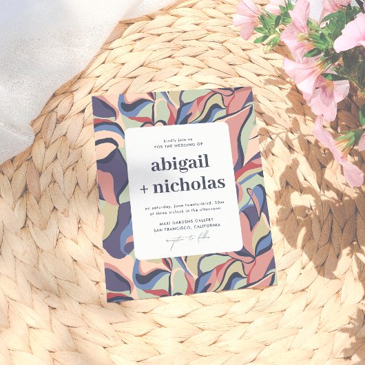 Papier Budget Bold coloré Abstrait Floral Retro Mariage