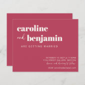 Papier Budget Bold Magenta Faire-part de mariage moderne (Devant / Derrière)