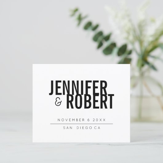 Papier BUDGET Bold NOIR MINIMUM MARIAGE ENREGISTRER LA DA (Debout devant)