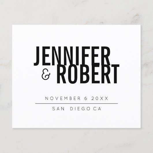 Papier BUDGET Bold NOIR MINIMUM MARIAGE ENREGISTRER LA DA (Devant)