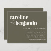 Papier Budget Bold Olive Green Chic Mariage moderne Invit (Devant / Derrière)