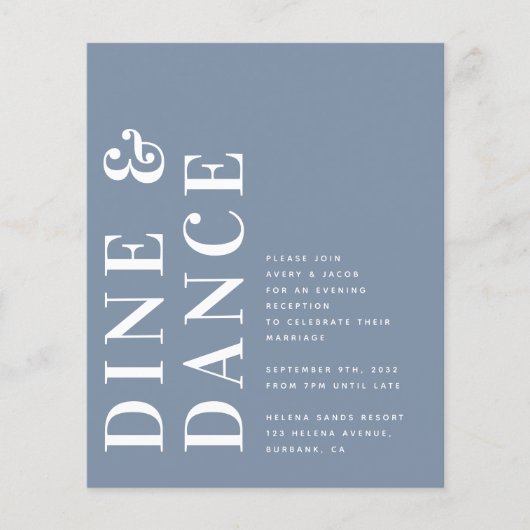 Papier Budget Bold Réception de mariage moderne Invitatio (Devant)