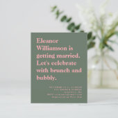 Papier Budget Bold rose et vert Invitation de brunch nupt (Debout devant)