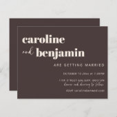 Papier Budget Bold Warm Brown Chic Modern Wedding Invite (Devant / Derrière)