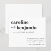 Papier Budget Bold White Chic Faire-part de mariage moder (Devant / Derrière)