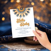 Papier BUDGET Bonjour Bébé Bleu Or Baby shower rétro