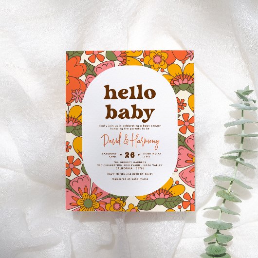 Papier Budget Bonjour bébé Super Fleurs rétro Baby shower