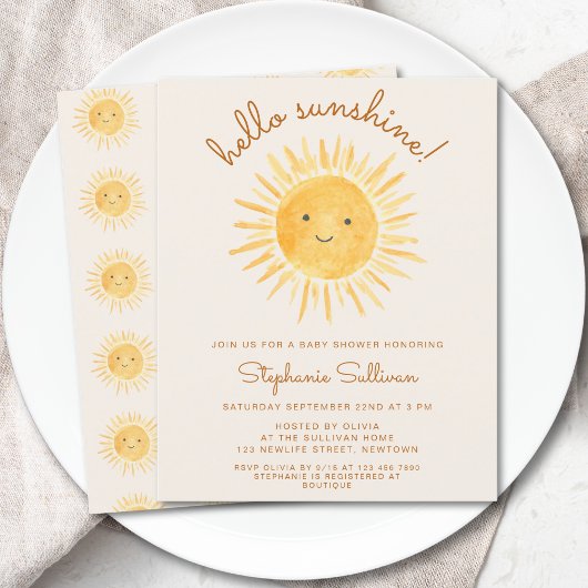 Papier Budget Bonjour Sunshine Boho Baby shower Invitatio