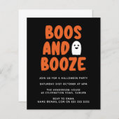 Papier Budget Boos & Booze mignon Ghost Halloween Invitat (Devant / Derrière)