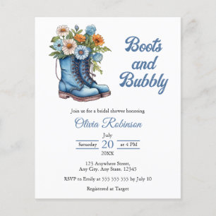 Papier Budget Boots & Bubbly Blue Fête des mariées Invita