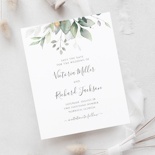 Papier Budget Botanical Gold Green Enregistrer La Date