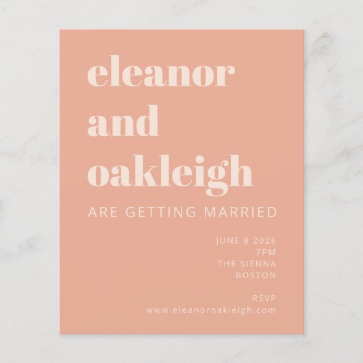 Papier Budget Botanique Boho Terracotta Blush Mariage (Devant)