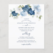 Papier Budget Botanique Dusty Blue Floral Wedding Invitat (Devant)