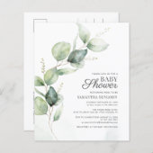 Papier Budget Botanique Eucalyptus Baby shower vert (Devant / Derrière)