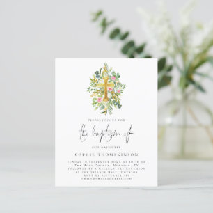 Papier Budget Botanique Eucalyptus Cross Baptism Invitati