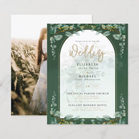 Papier Budget Botanique Eucalyptus Mariage INVITE (Devant / Derrière)