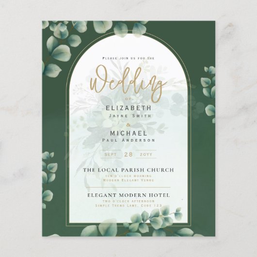 Papier Budget Botanique Eucalyptus Mariage INVITE (Devant)