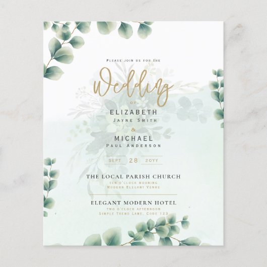 Papier Budget Botanique Eucalyptus Mariage INVITE (Devant)