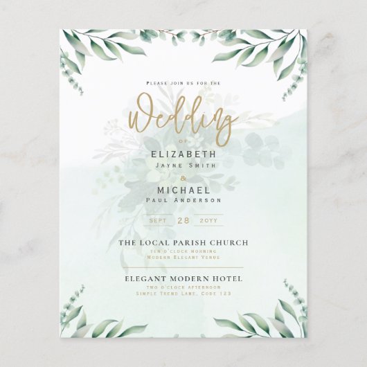 Papier Budget Botanique Eucalyptus Mariage INVITE (Devant)