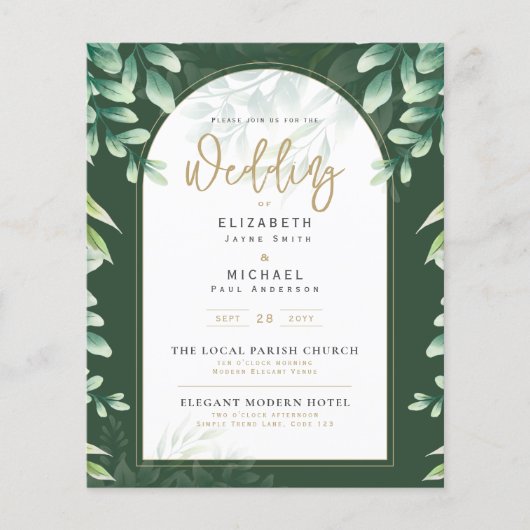 Papier Budget Botanique Eucalyptus Mariage INVITE (Devant)