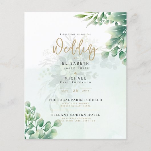 Papier Budget Botanique Eucalyptus Mariage INVITE (Devant)