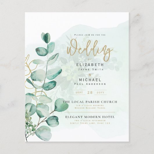 Papier Budget Botanique Eucalyptus Mariage INVITE (Devant)