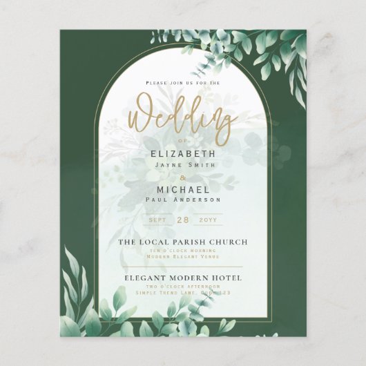 Papier Budget Botanique Eucalyptus Mariage INVITE (Devant)
