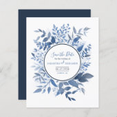 Papier Budget Botanique Foliage Marine Bleu Enregistrer l (Devant / Derrière)