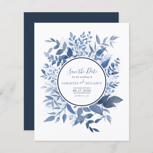 Papier Budget Botanique Foliage Marine Bleu Enregistrer l (Devant / Derrière)