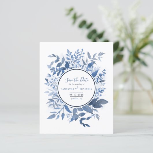 Papier Budget Botanique Foliage Marine Bleu Enregistrer l (Debout devant)