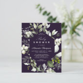 Papier Budget Botanique | Invitation Baby shower violet (Debout devant)