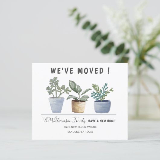 Papier Budget Botanique Pot Plantes Moving Faire-part (Debout devant)