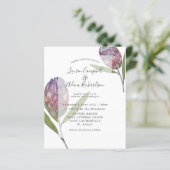 Papier Budget Botanique Protea Purple Faire-part de maria (Debout devant)
