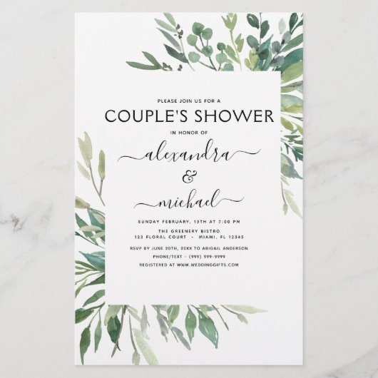 Papier Budget Botanique Verdure Foliage Couple's Shower (Devant)