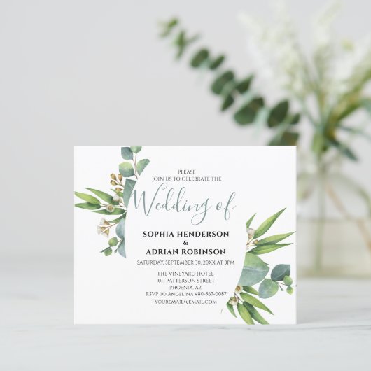 Papier Budget Botanique Verdure Invitations de mariage (Debout devant)