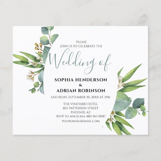 Papier Budget Botanique Verdure Invitations de mariage (Devant)