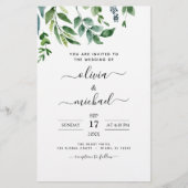 Papier Budget Botanique Verdure Invitations de mariage (Devant)
