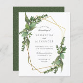 Papier Budget Botanique Verdure & Or Mariage géométrique (Devant / Derrière)