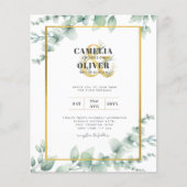 Papier Budget Botanique Verdure Or Mariage Invitations (Devant)