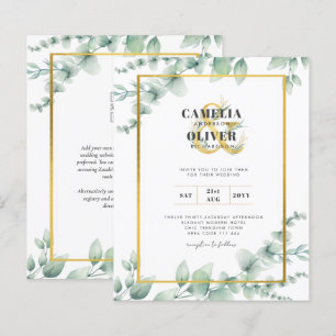 Papier Budget Botanique Verdure Or Mariage Invitations