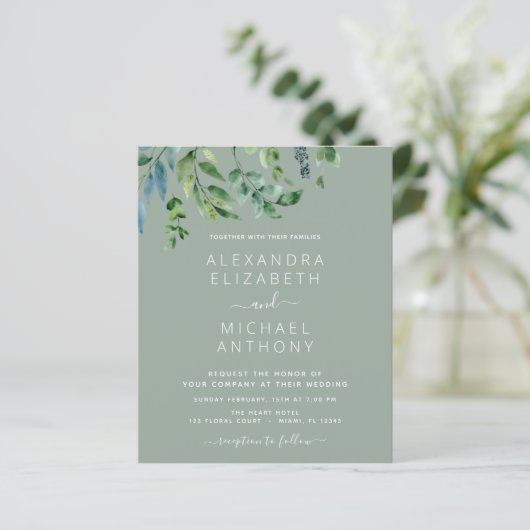 Papier Budget Botanique Vert Émeraude Mariage vert (Debout devant)