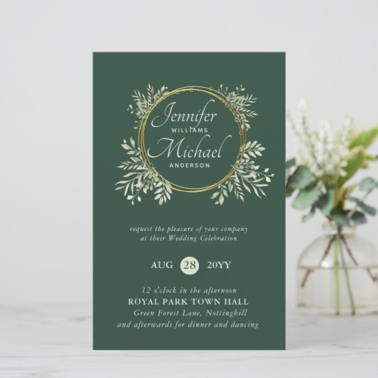 Papier BUDGET Botanique Vert Mariage invite Trending (Debout devant)