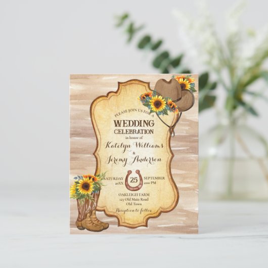 Papier Budget Bottes rustiques cowboy et casquette avec t (Debout devant)