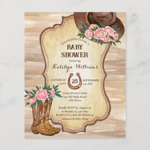 Papier Budget Bottes rustiques de cow-boy sentis casquett