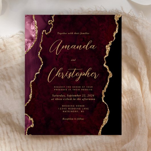 Papier Budget Bourgogne Agate Chic Script Wedding Invite